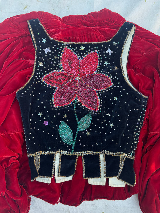 1940s embellished velvet folk vest