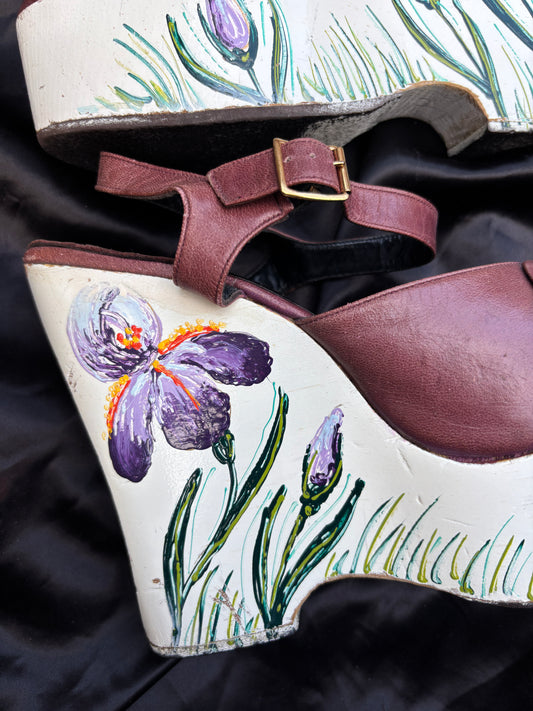 1970s Wonder Wedge by Bonnie Smith hand painted platforms