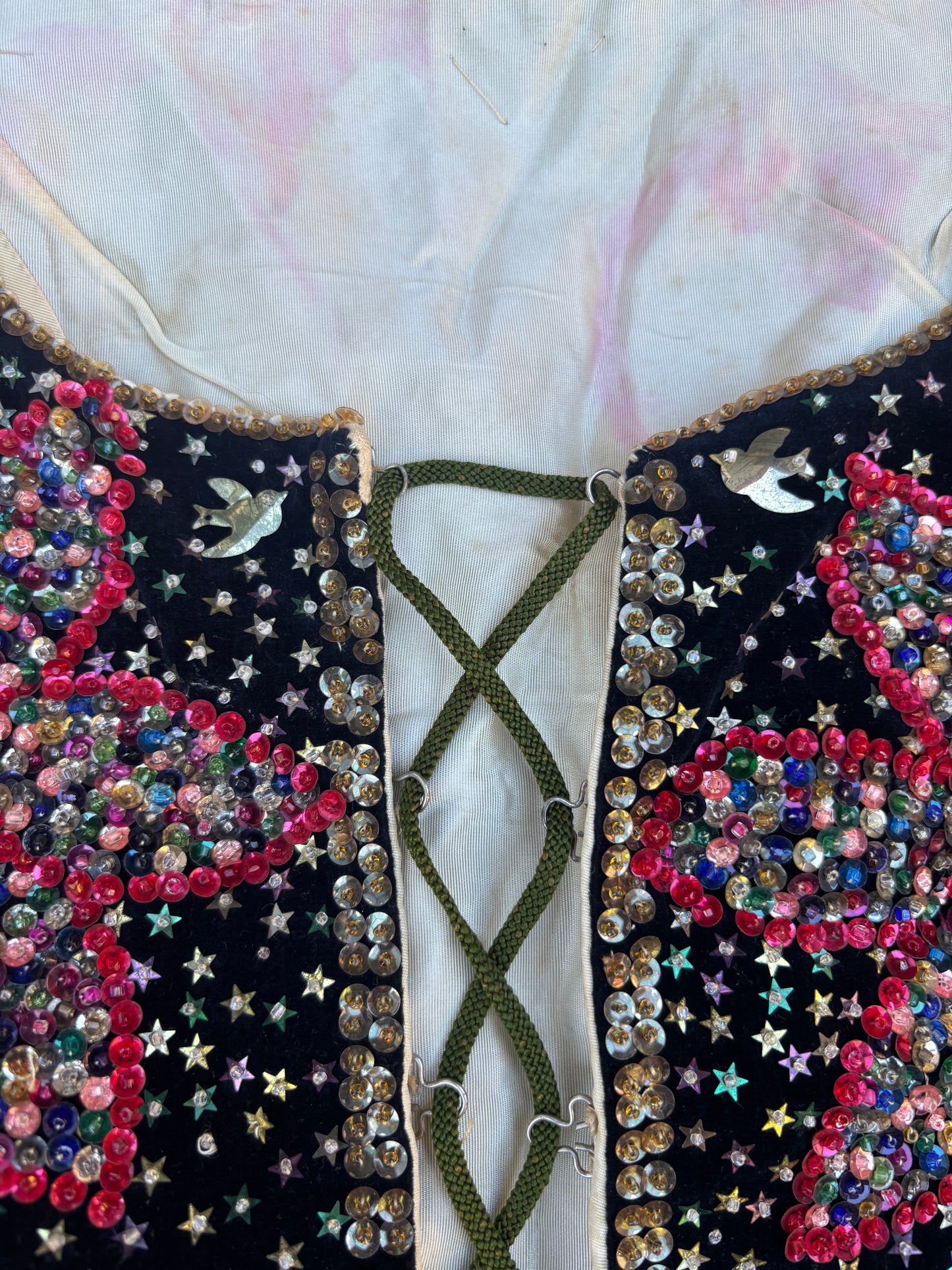 1940s embellished velvet folk vest