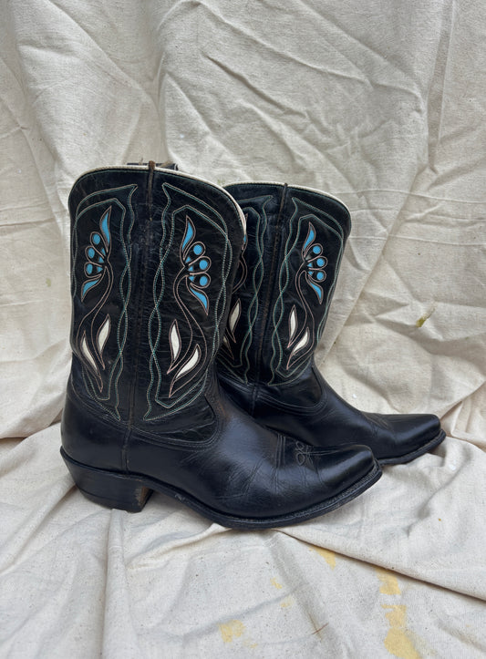 Acme 1950s squash blossom inlay boots men’s size 9