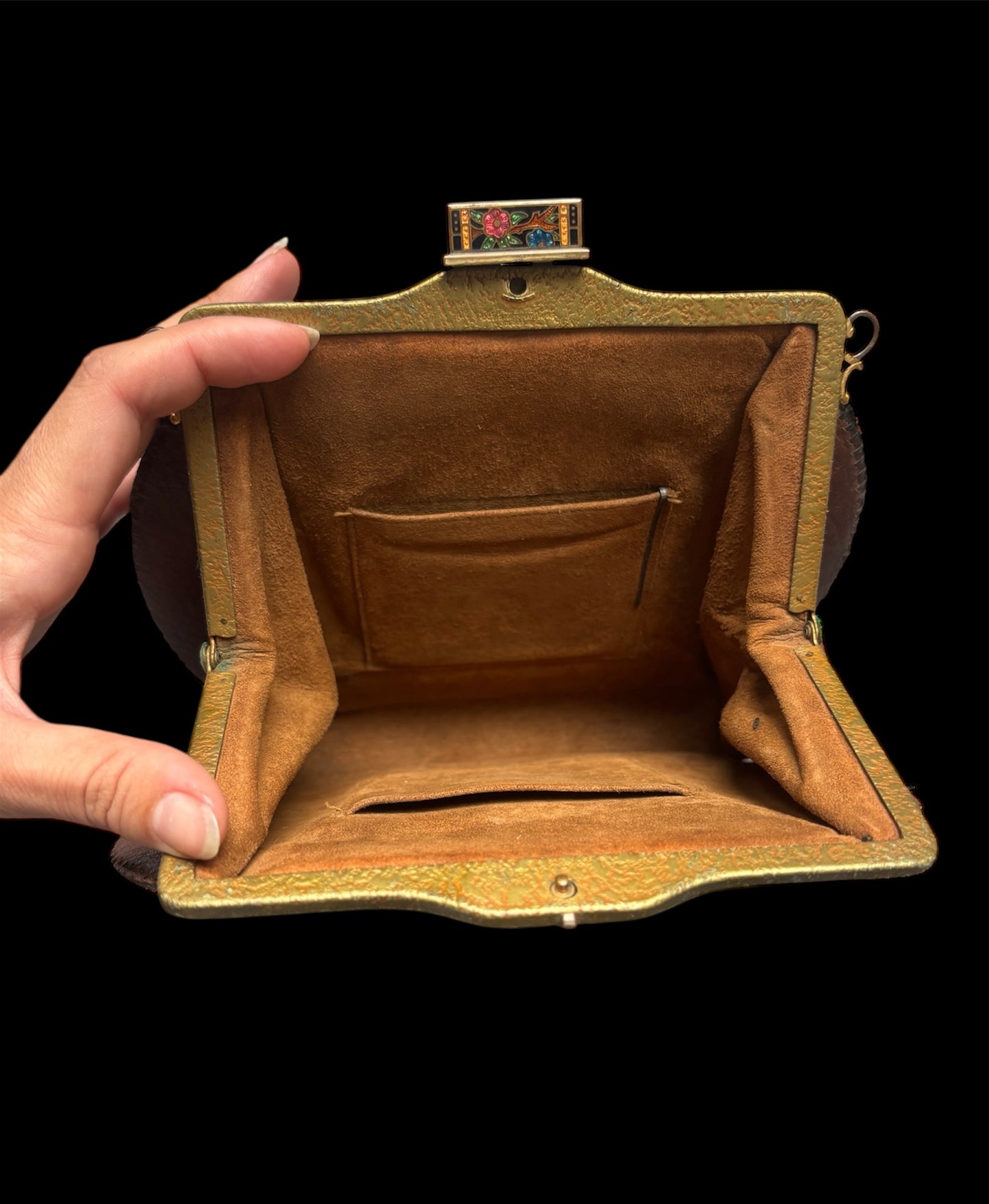 1910s nouveau tooled leather purse & notepad