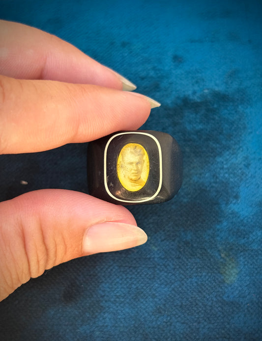 1930s/40s celluloid photo sweetheart ring with handsome young man
