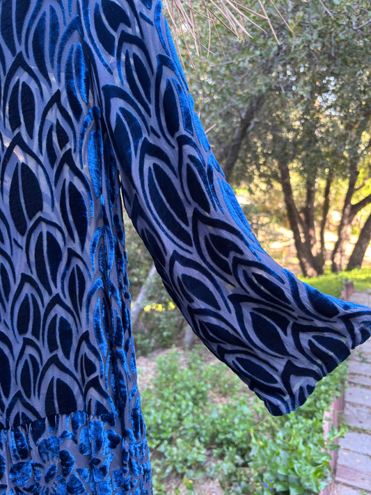 1920s silk velvet devoré drop waist dress