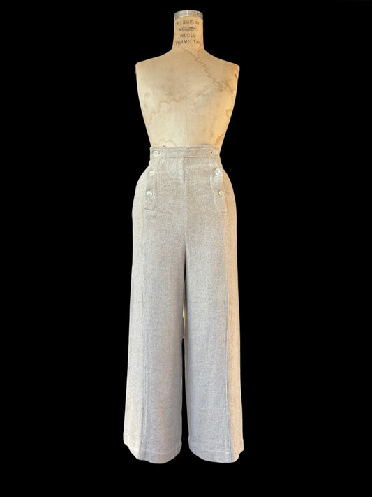 1930s primitive fall front woven flax trousers