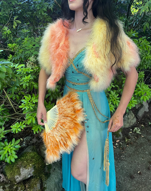 1960s sherbet marabou feather bolero