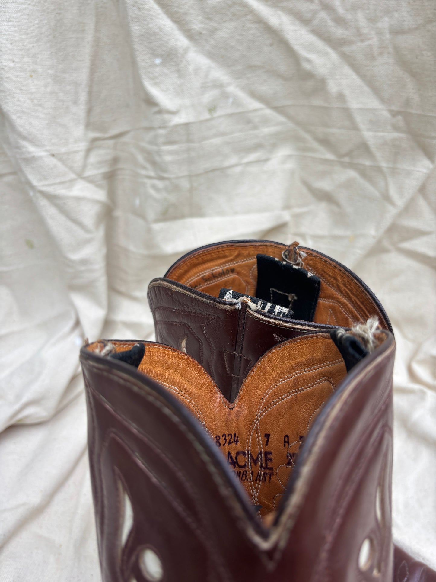 Acme 1950s squash blossom inlay boots women’s size 7