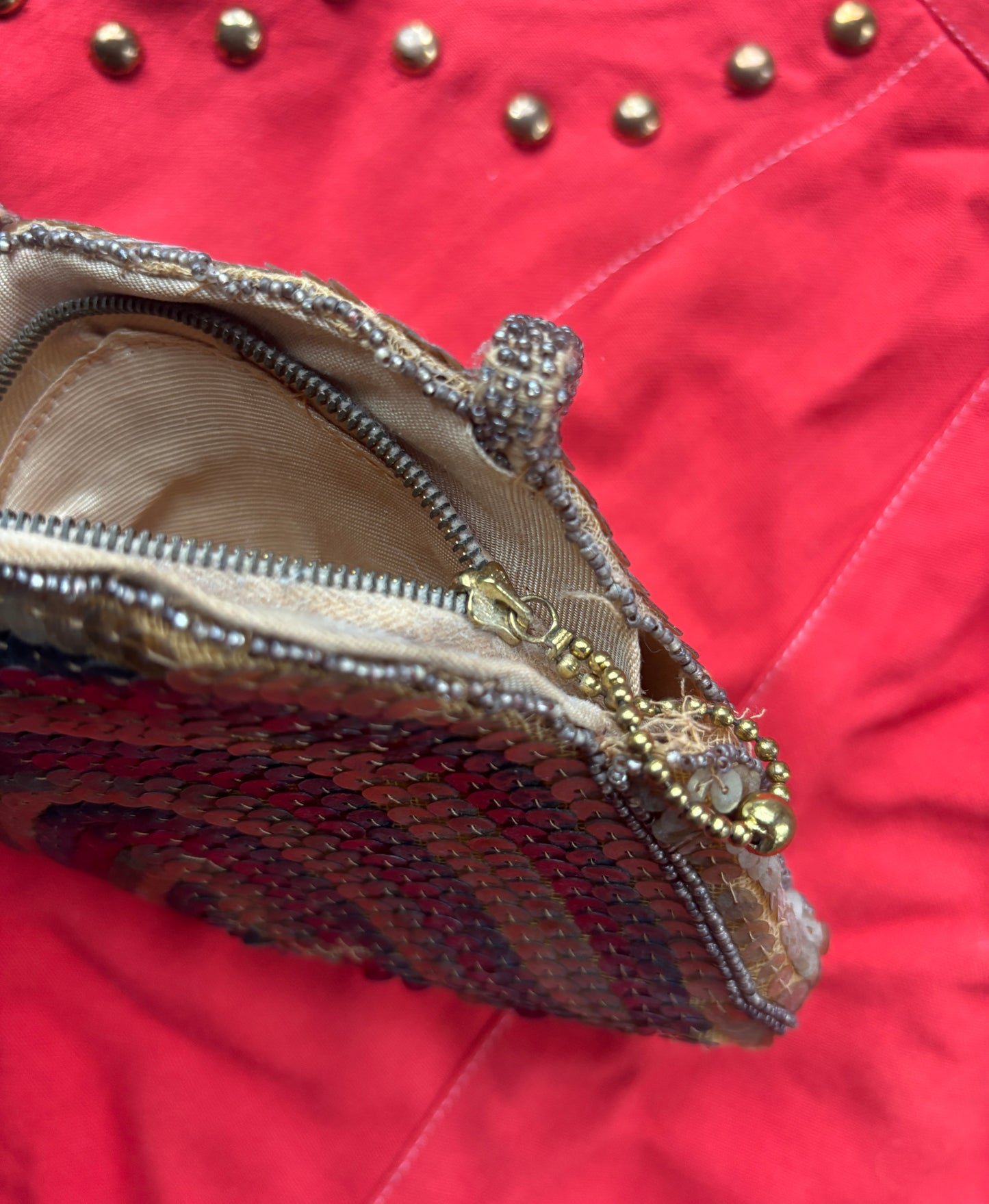 1930s sequined & beaded rainbow purse