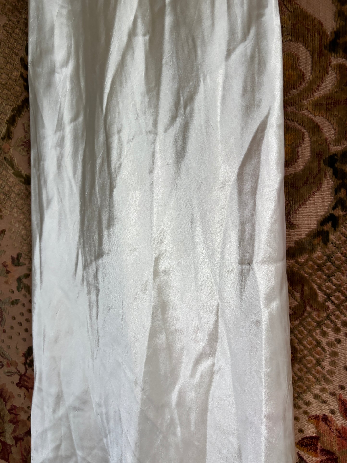 1940s pearly satin bias cut slip dress