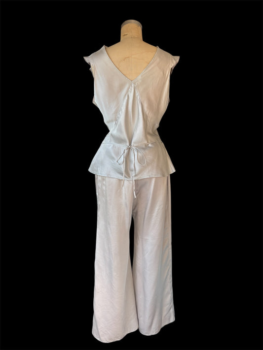 1930s NOS icey blue silk loungewear set