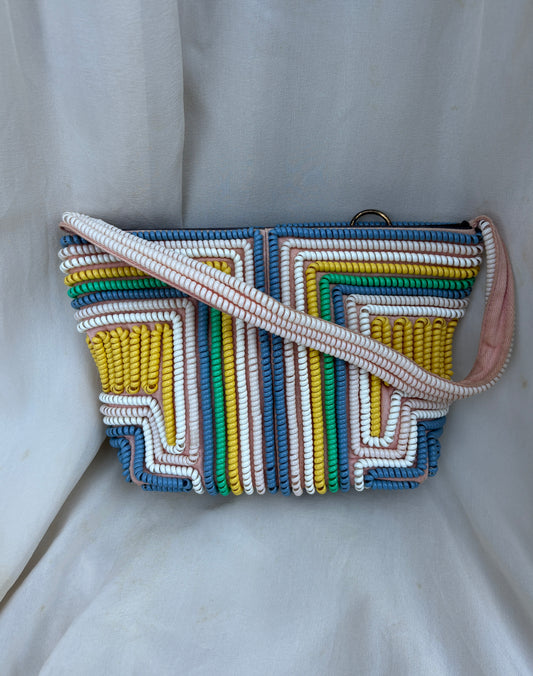 1940s rare pastel colorway telephone cord purse