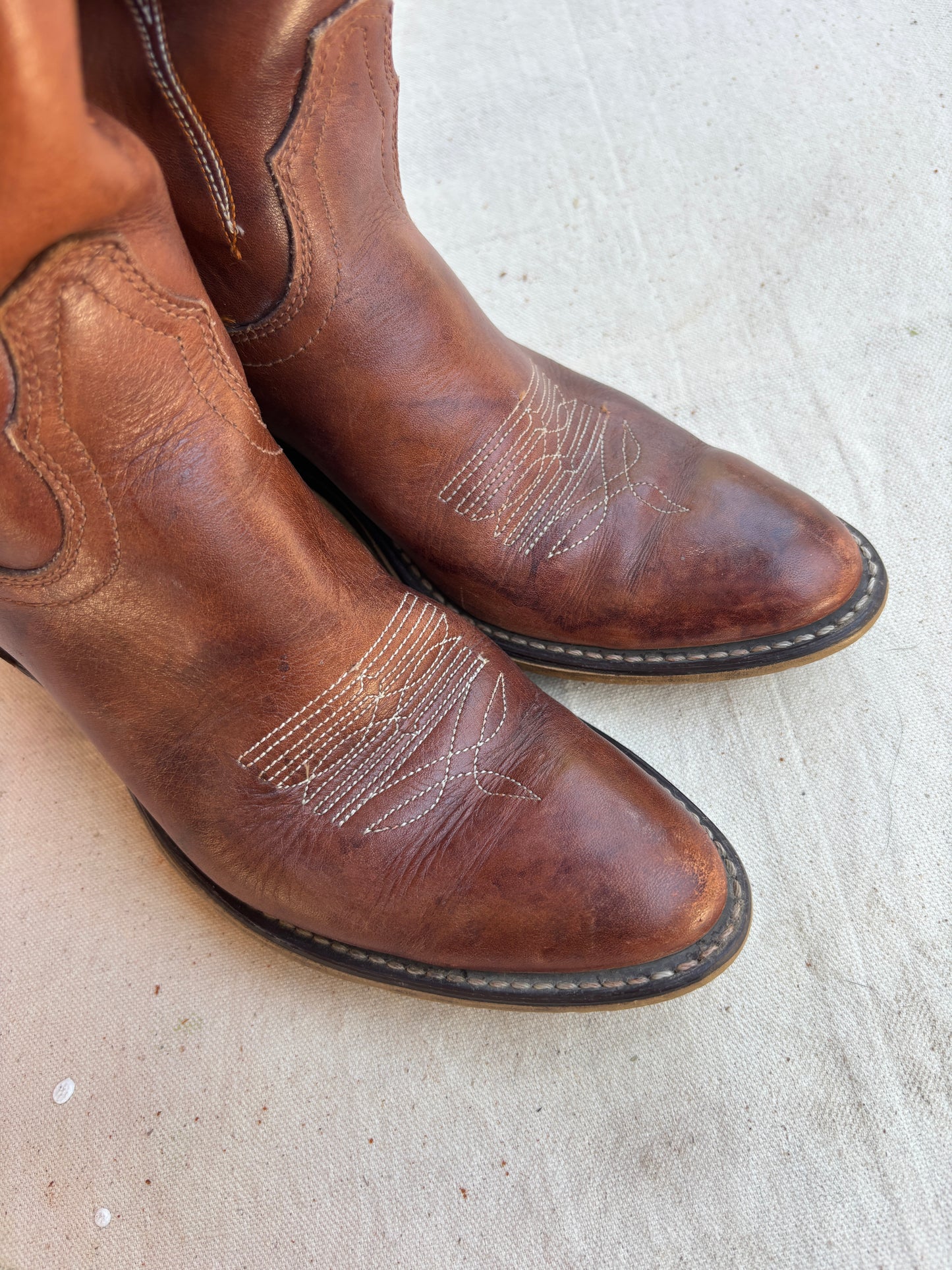 1970s Acme floral inlay tall boots