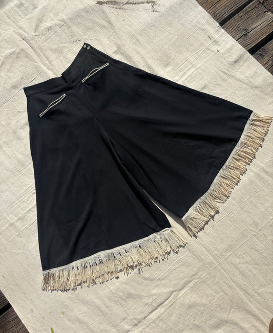 1950s black gabardine ranchwear culottes/split skirt