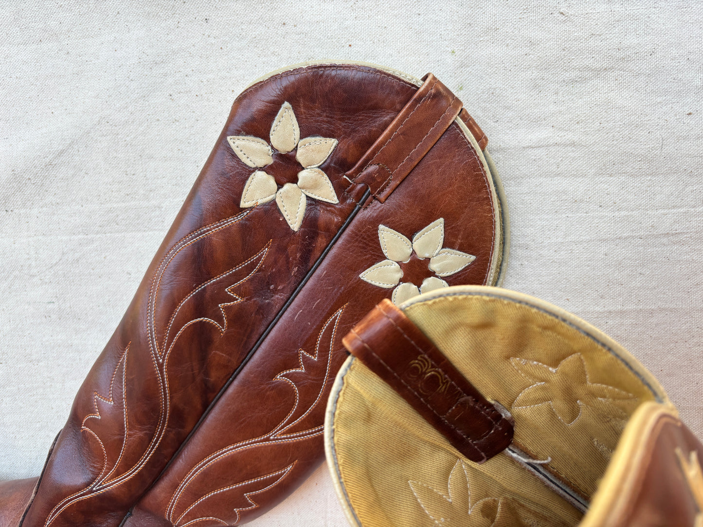 1970s Acme floral inlay tall boots