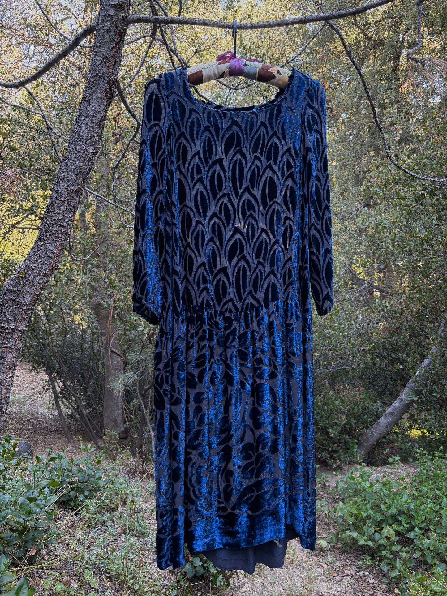 1920s silk velvet devoré drop waist dress