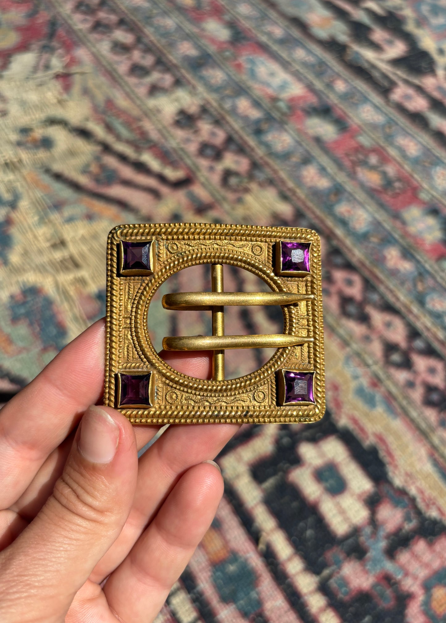 Art nouveau 1910s gilt brass belt buckle