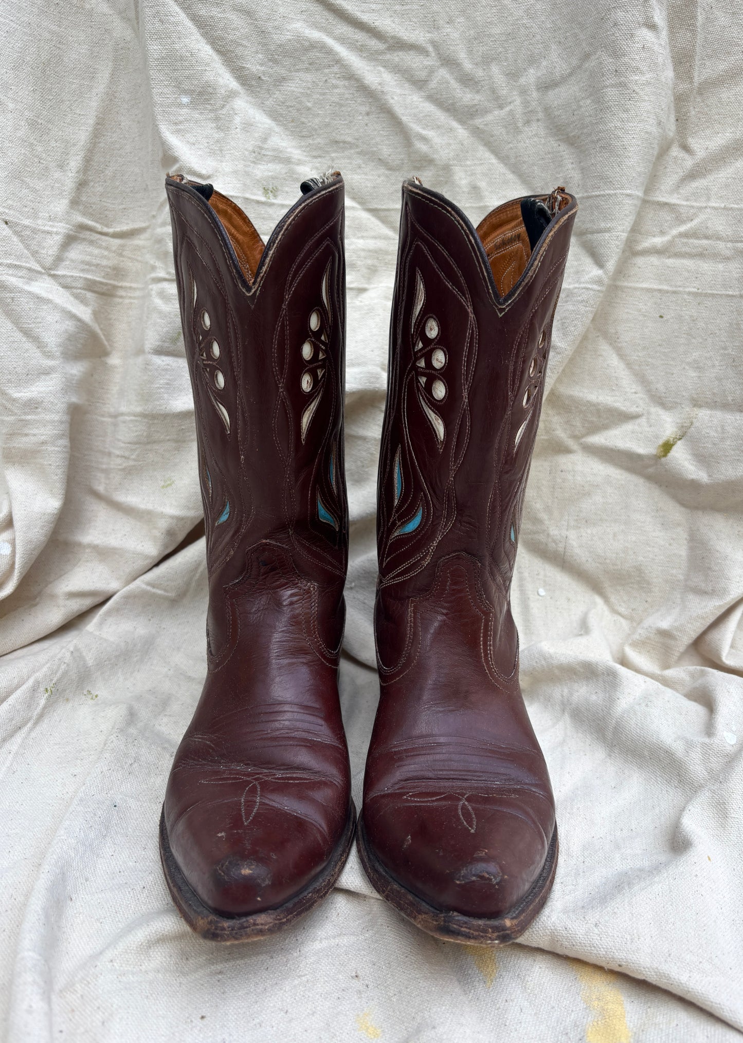 Acme 1950s squash blossom inlay boots women’s size 7