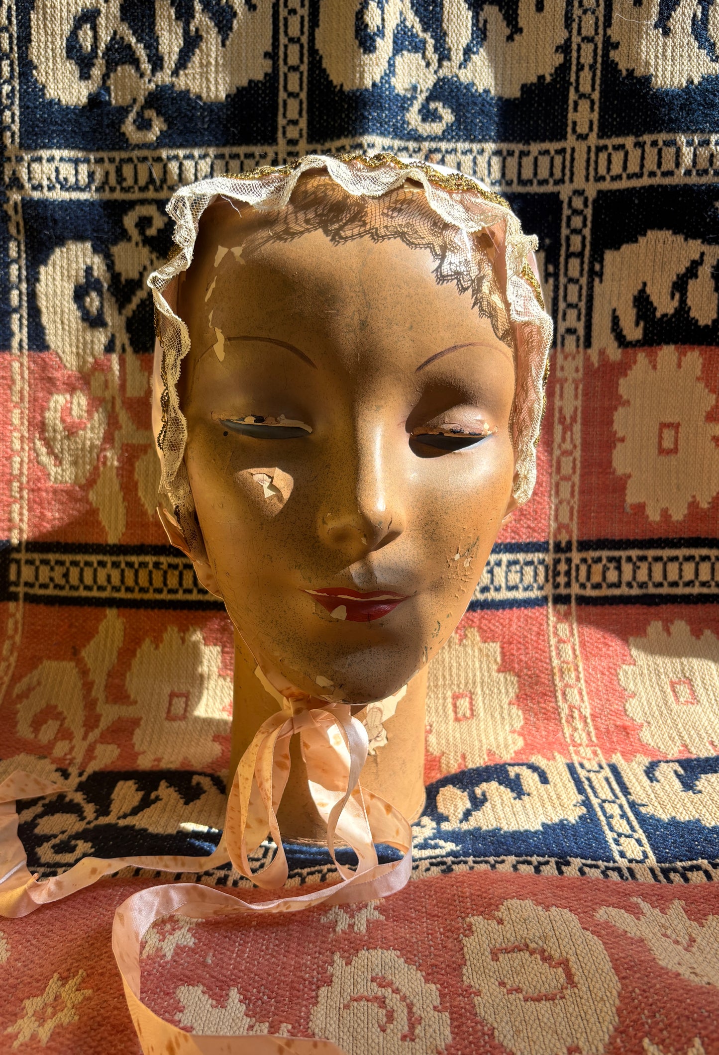 1920s silk boudoir bonnet