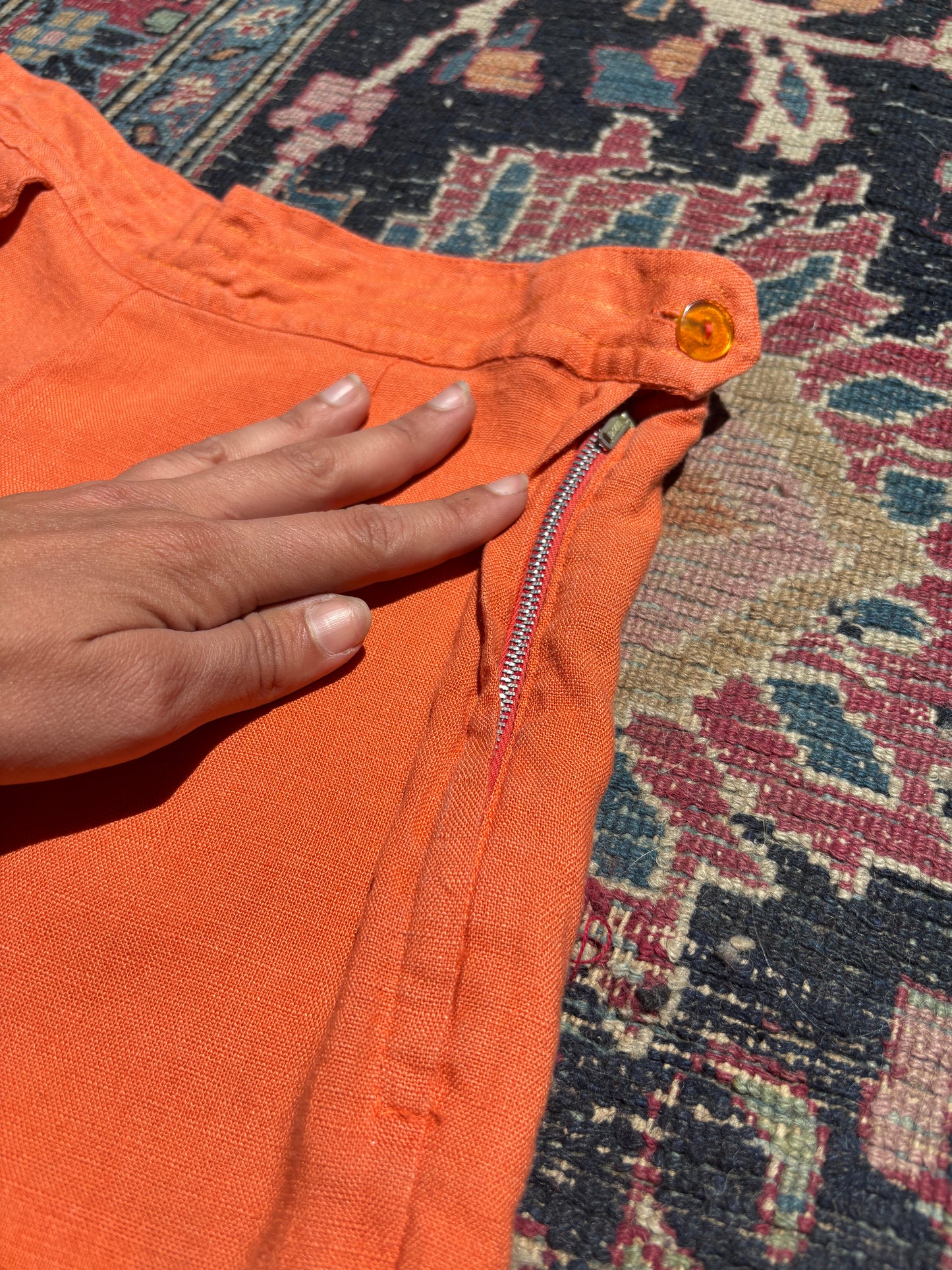 50’s orange linen play shorts