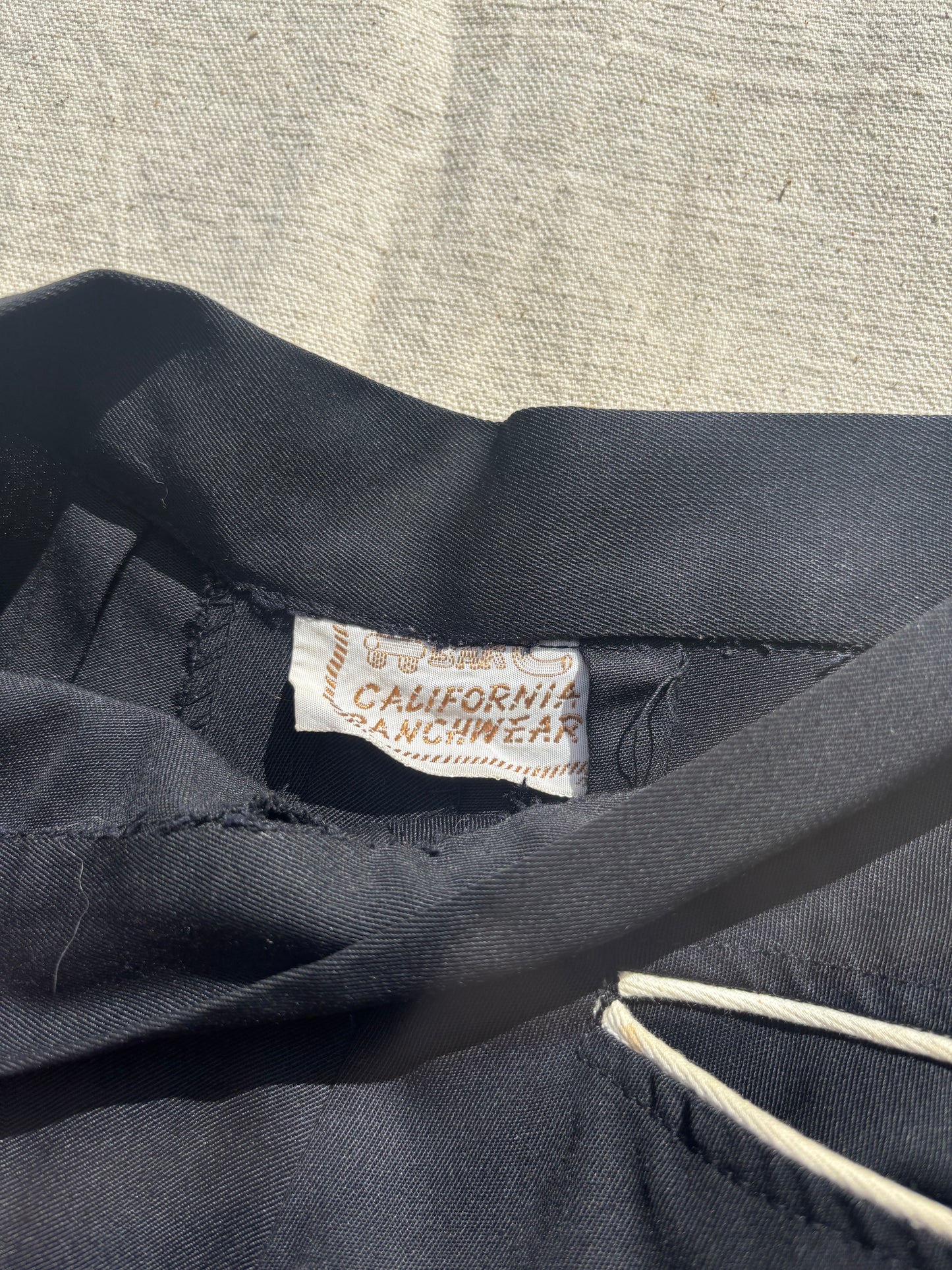 1950s black gabardine ranchwear culottes/split skirt