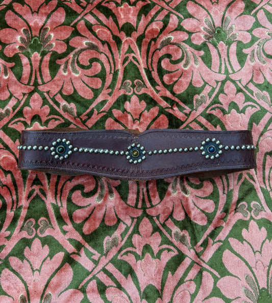 1950s jeweled & studded leather kidney belt