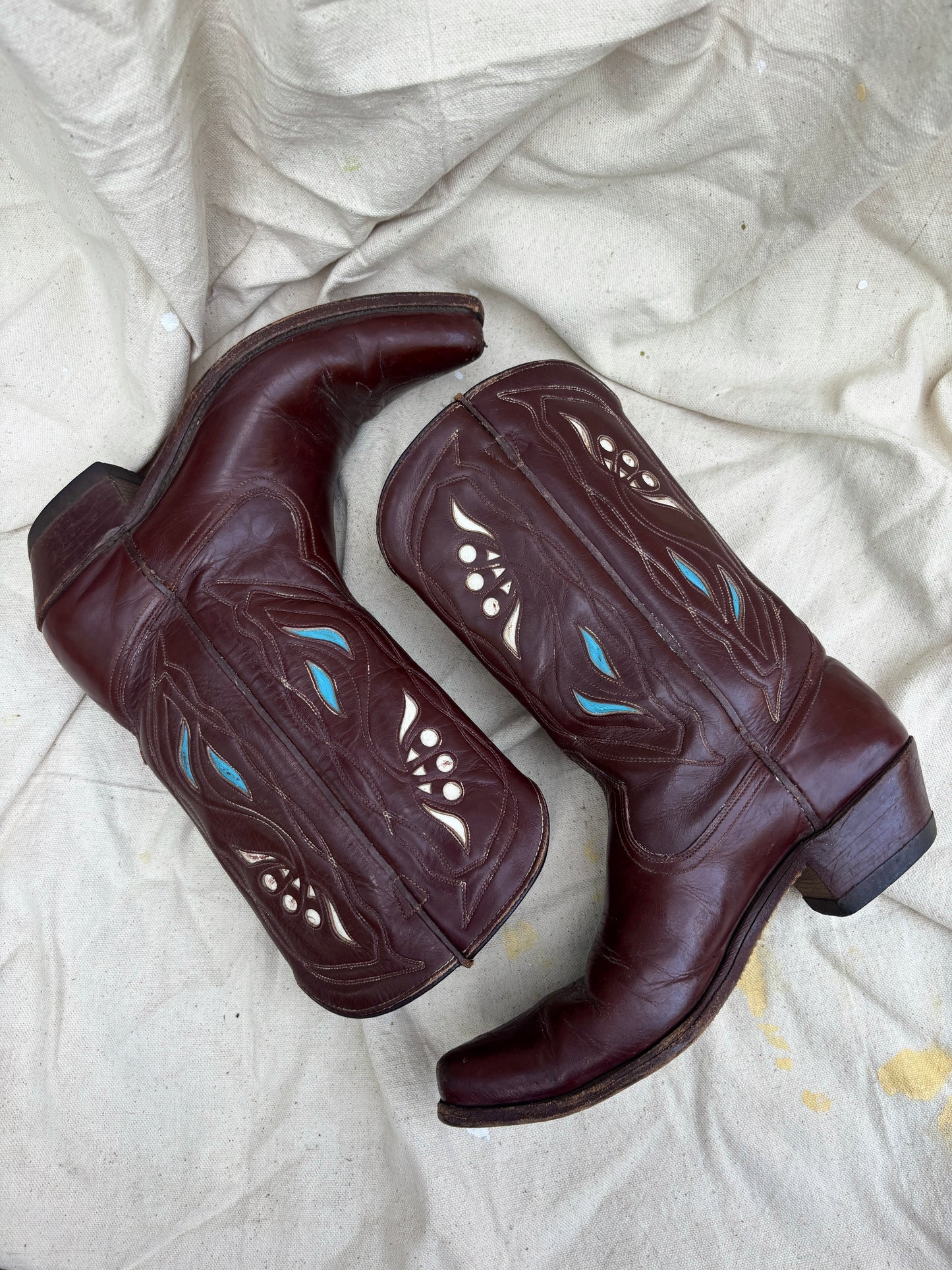 Acme 1950s squash blossom inlay boots women’s size 7