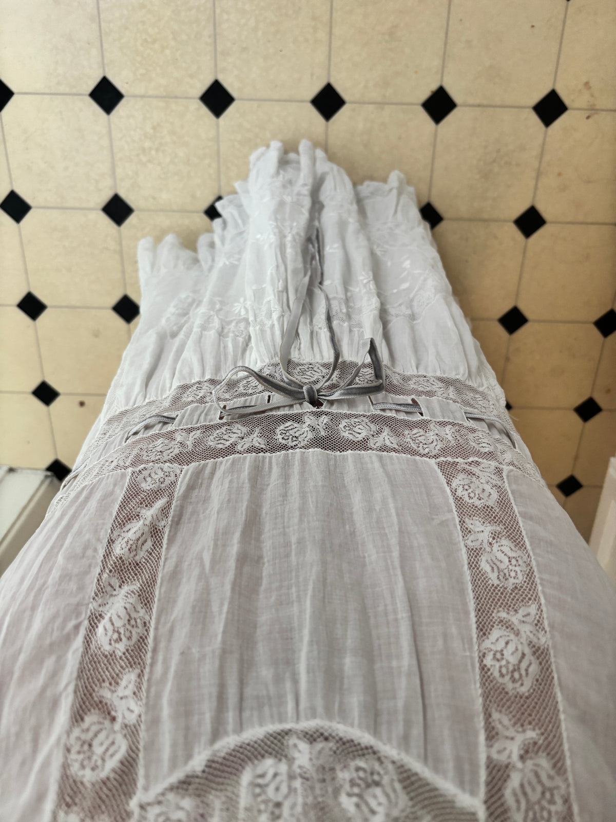 Edwardian insertion lace lawn dress