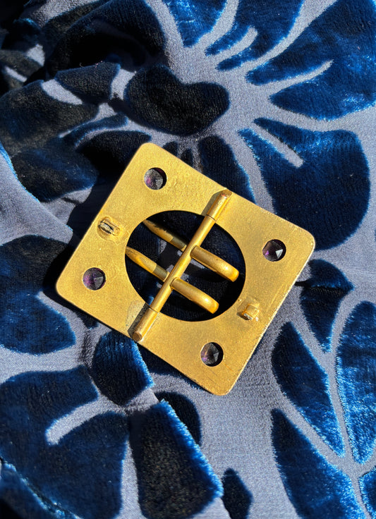 Art nouveau 1910s gilt brass belt buckle