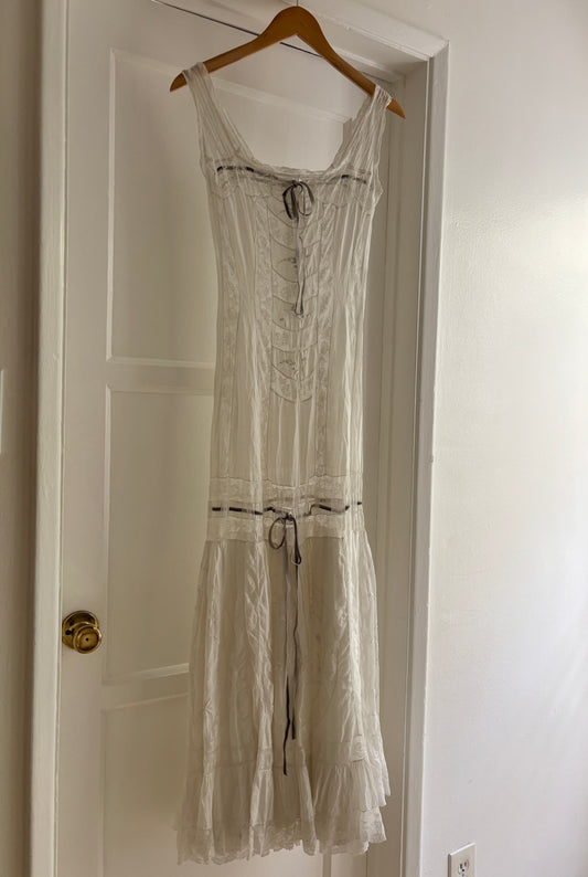 Edwardian insertion lace lawn dress