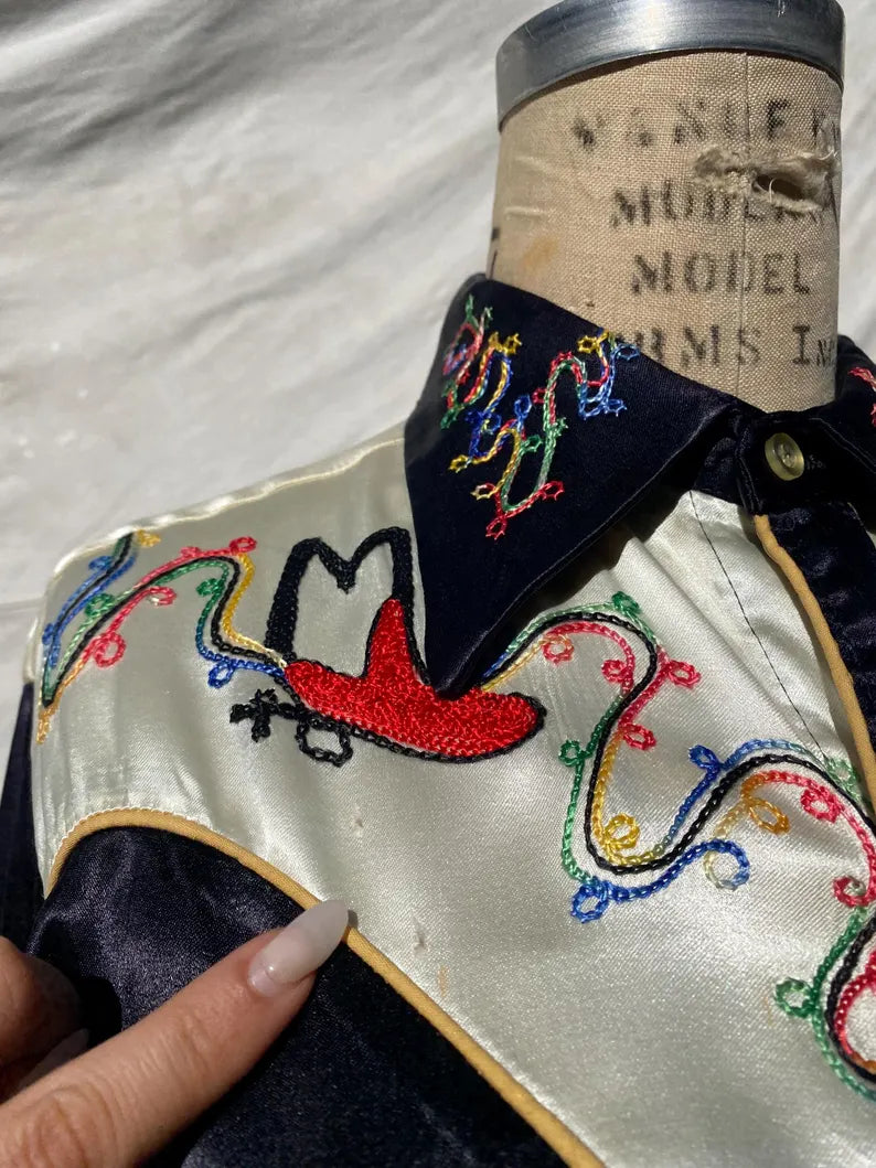 1950’s satin chain stitched western shirt