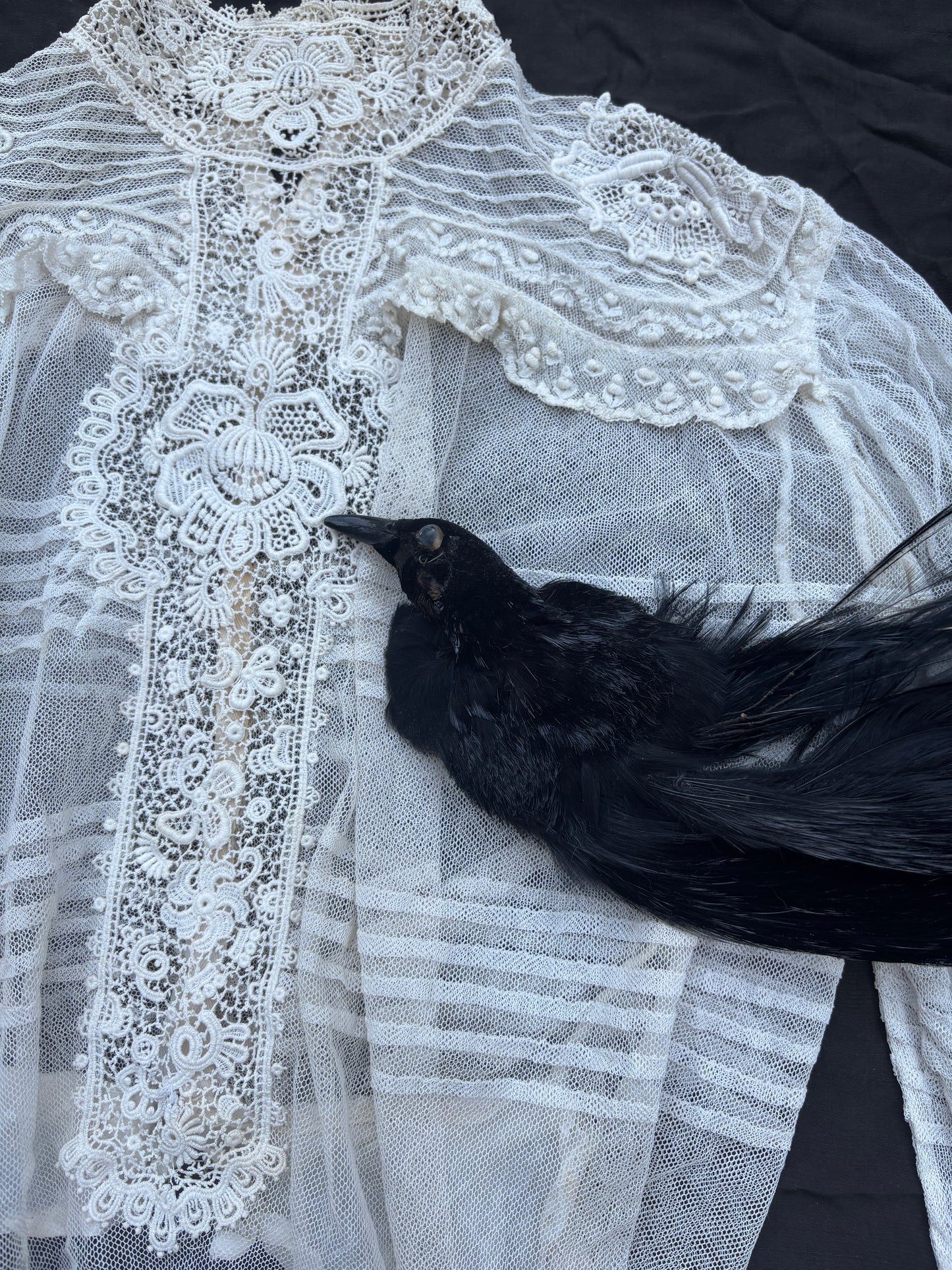 Victorian 1880s net blouse with Irish lace