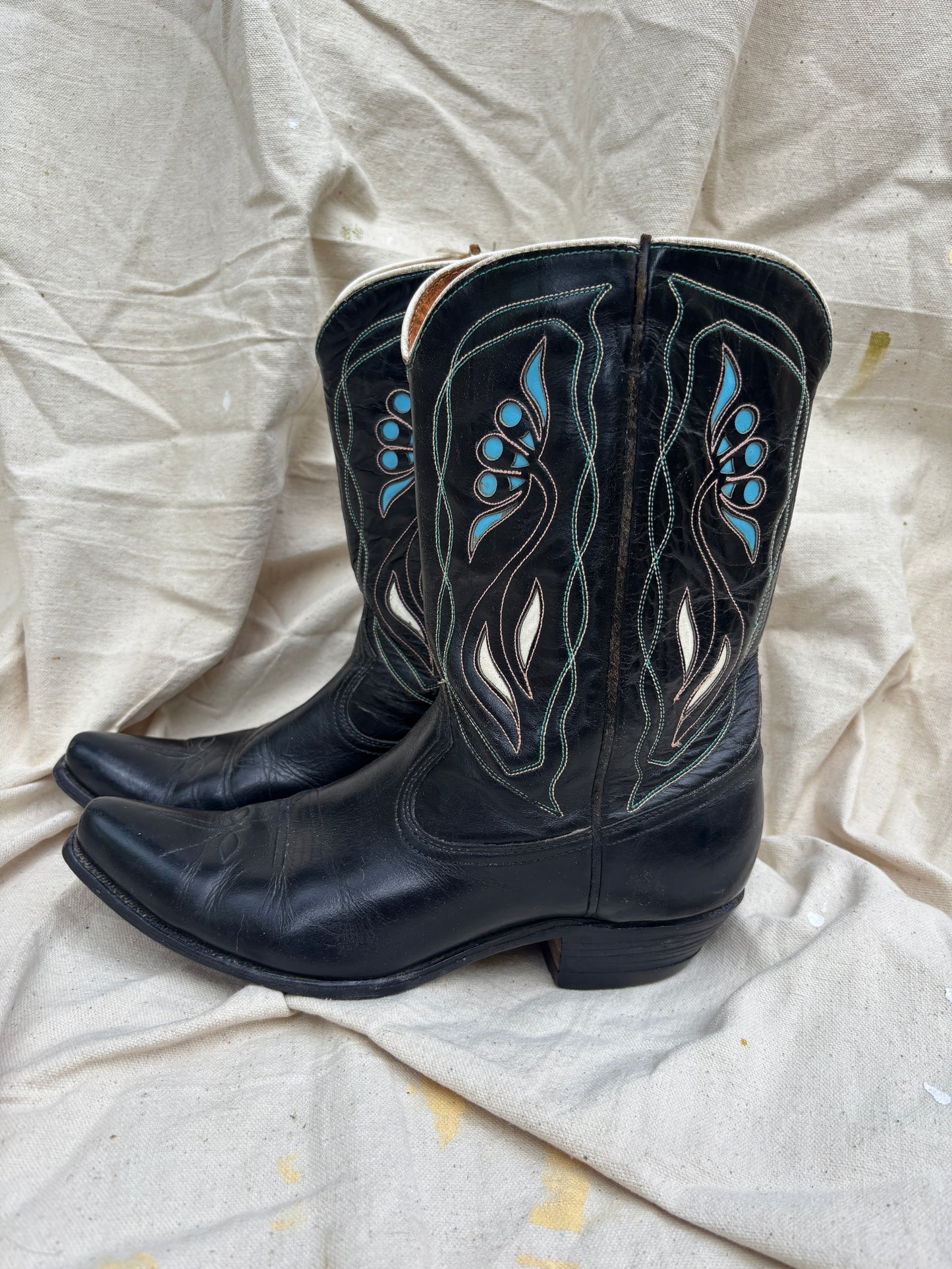 Acme 1950s squash blossom inlay boots men’s size 9