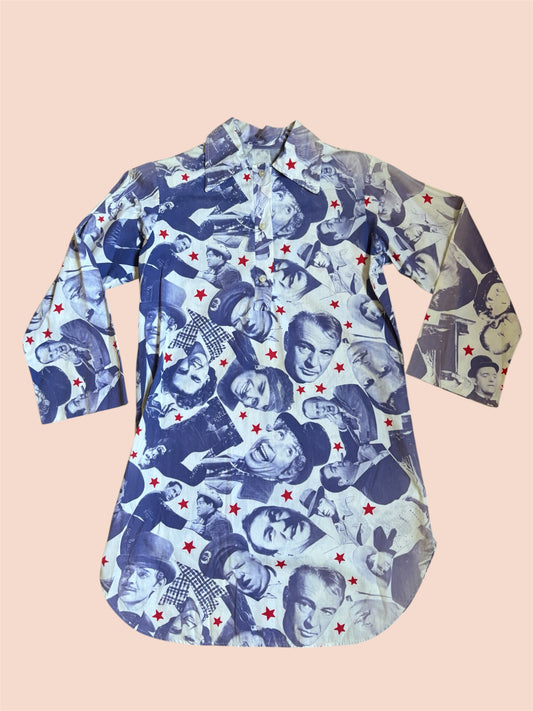 1960s Hollywood stars photo print shirt/dress