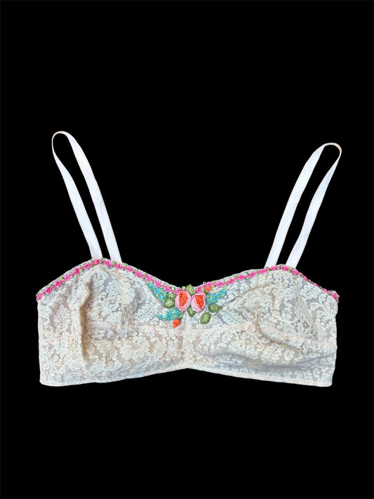 1920s ribbonwork rosette lace bralette
