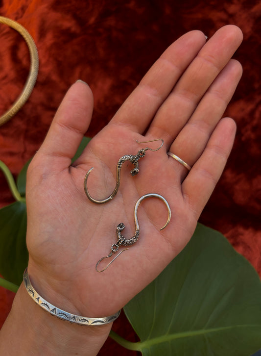 Vintage sterling silver serpent earrings
