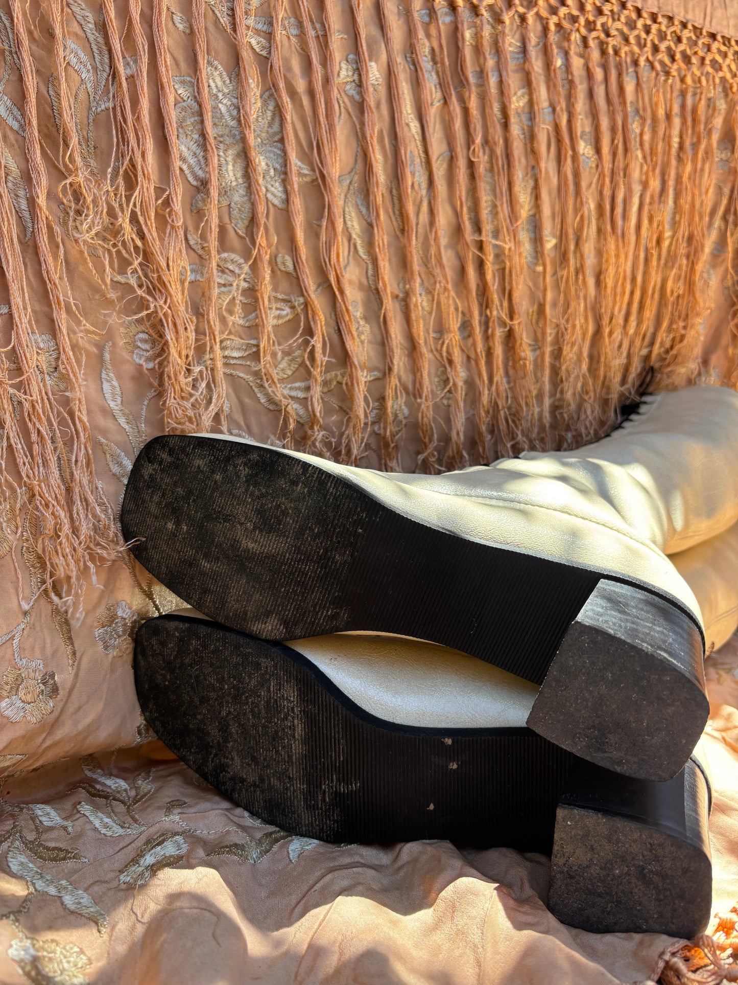 1960s Penny Lane lace up beaded boots