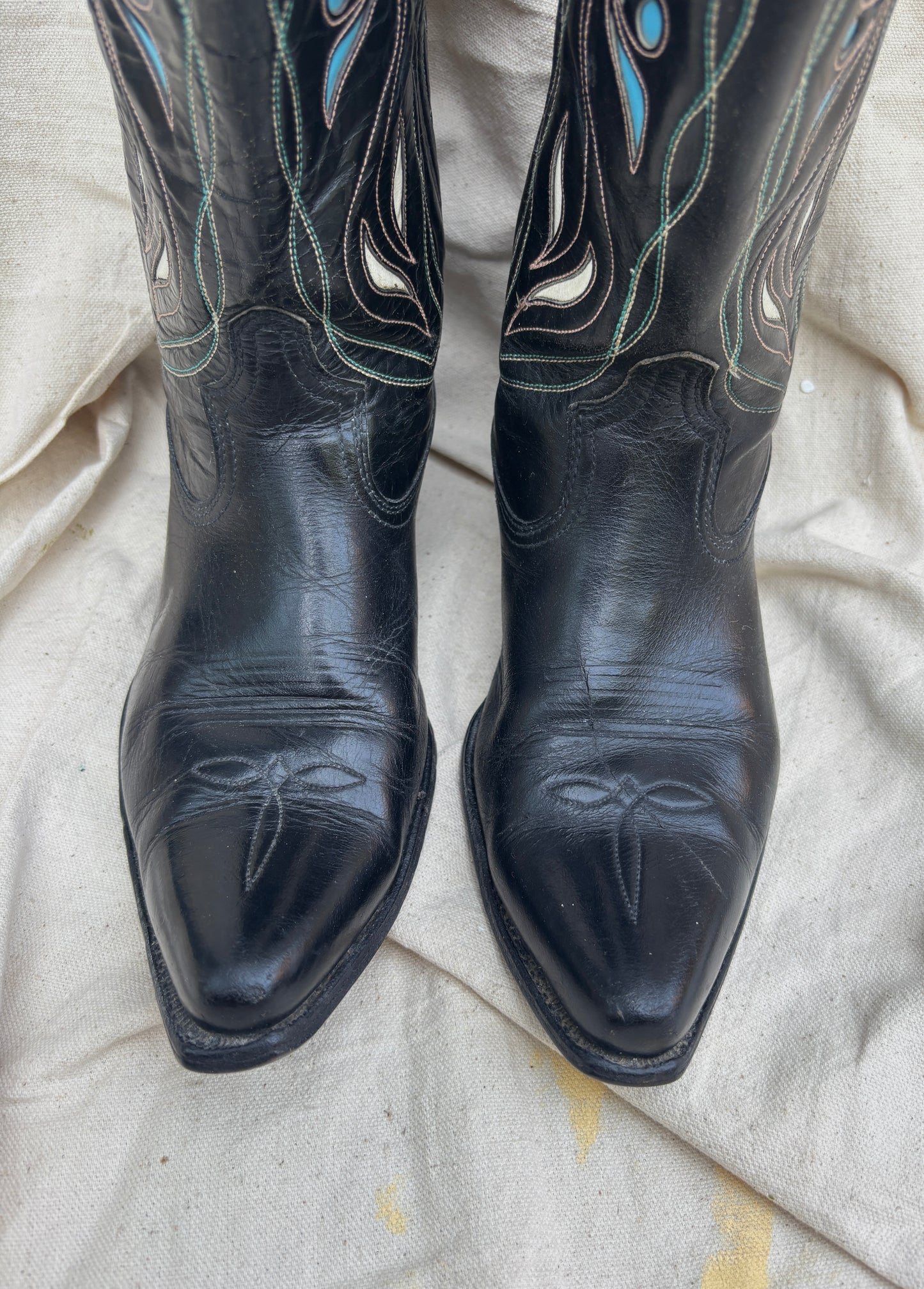 Acme 1950s squash blossom inlay boots men’s size 9