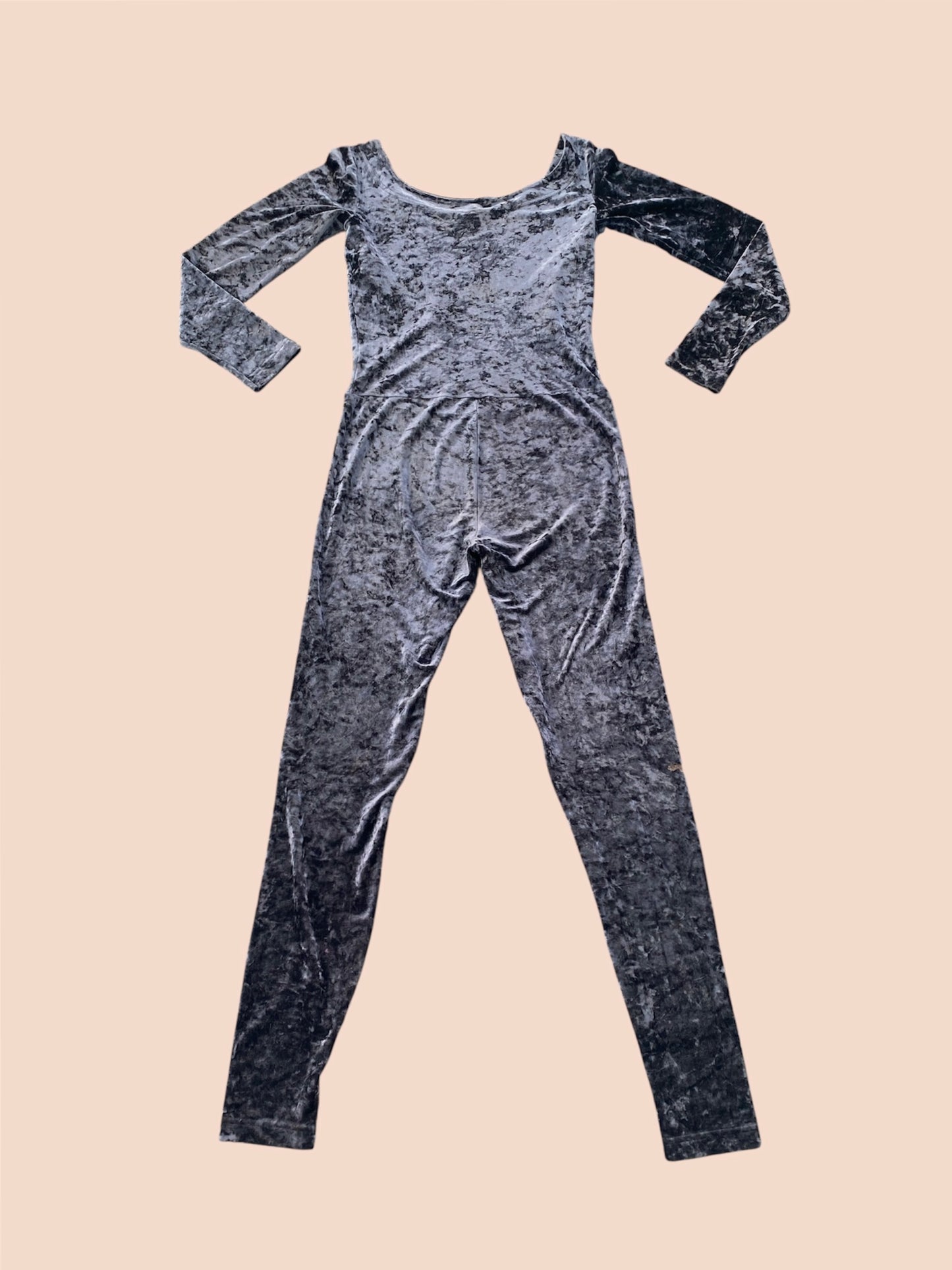 Betsey Johnson punk label gunmetal crushed velvet catsuit