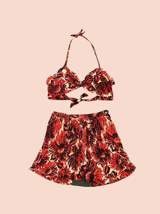 1940s sunflower printed rayon jersey playsuit