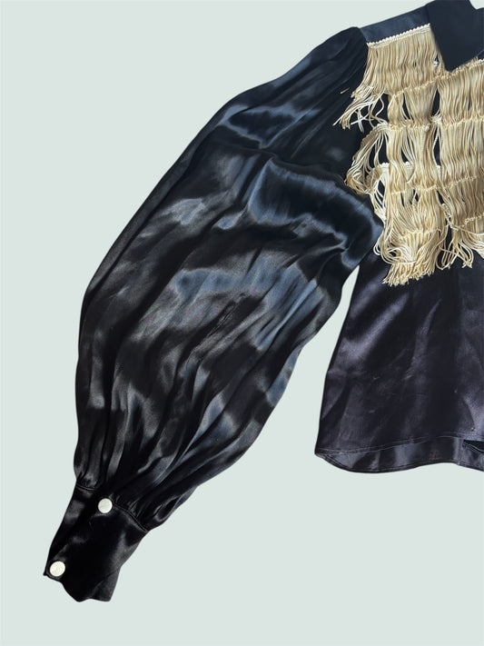 1940s satin fringe western shirt