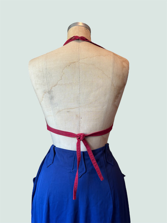 1940s red cotton twill sun top
