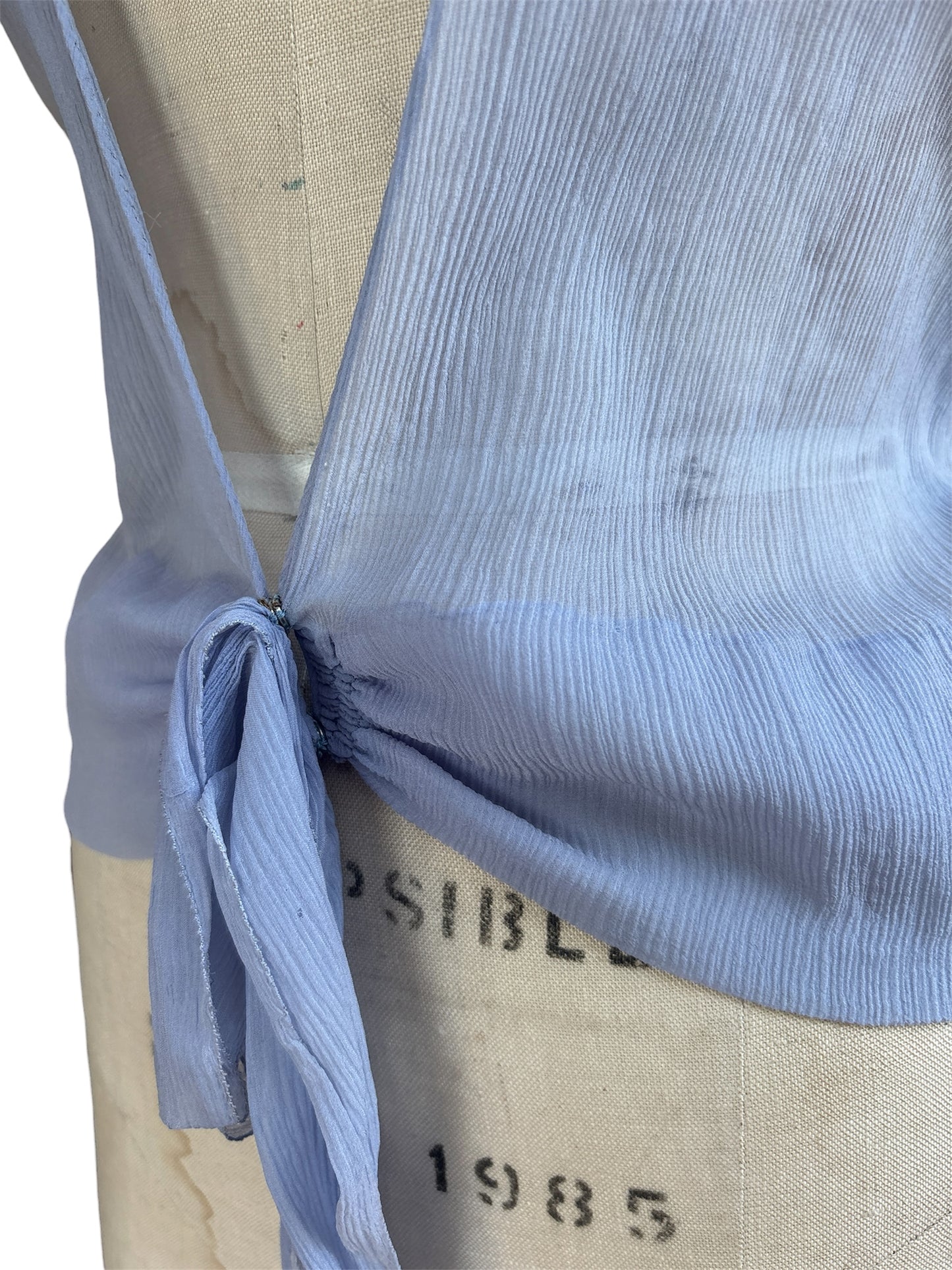 1920s periwinkle silk chiffon blouse