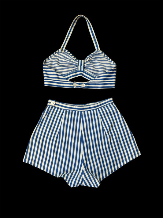 1940s striped playsuit MOP daisy buttons
