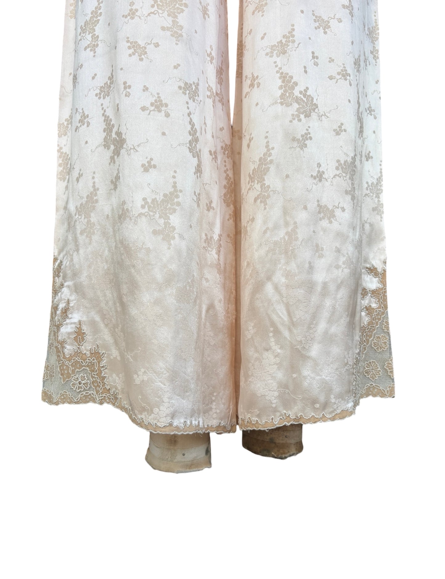 1930s silk jacquard blush pink 3 pc loungewear ensemble