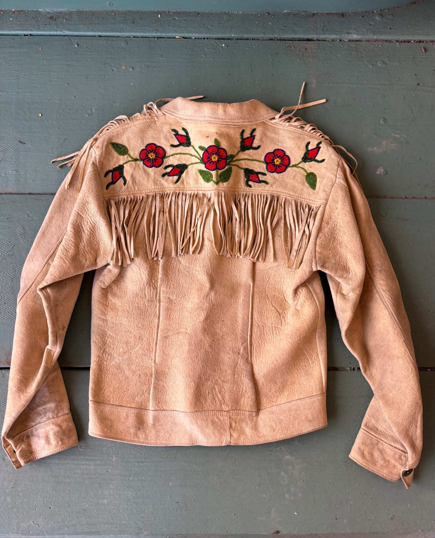 1940s Sioux beaded buckskin fringe jacket