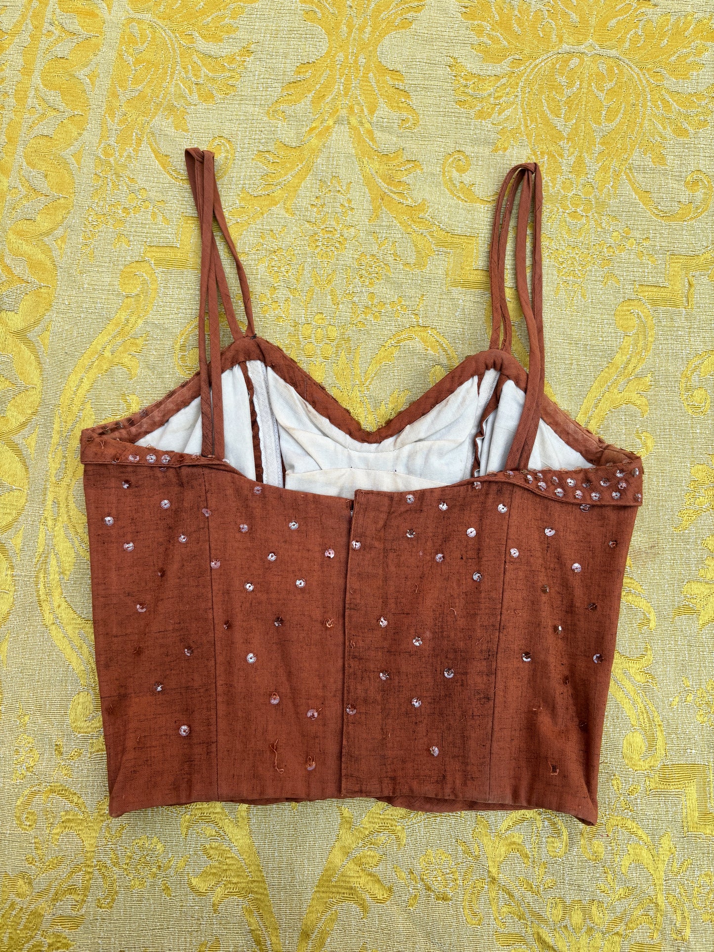 1950s boned sequin bustier top