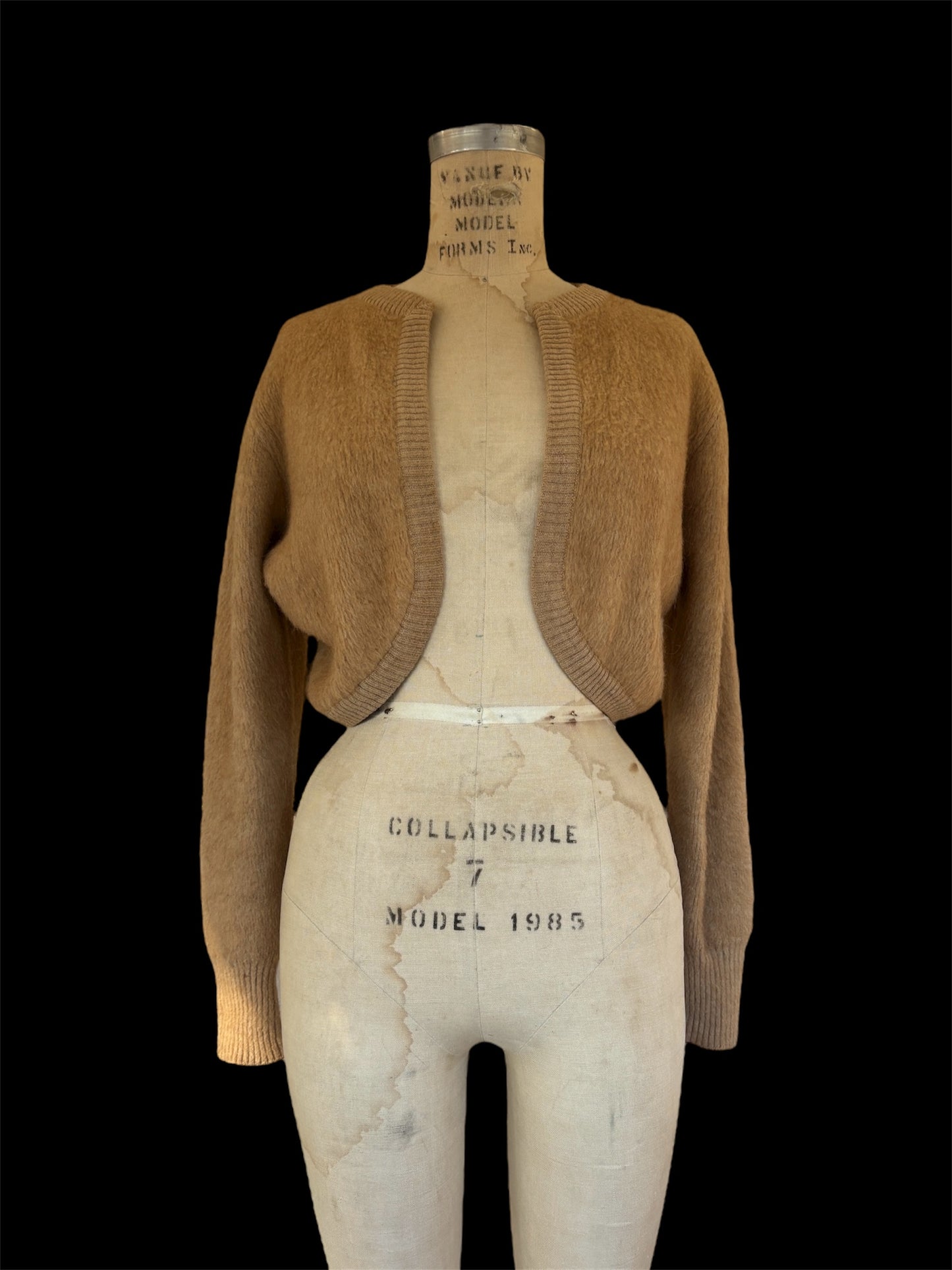 1950s shaggy camel hair cropped cardigan