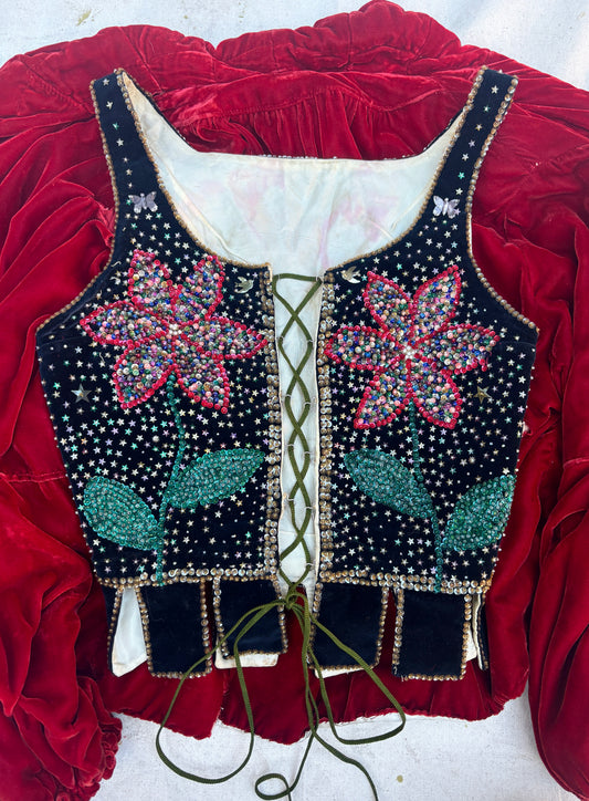 1940s embellished velvet folk vest