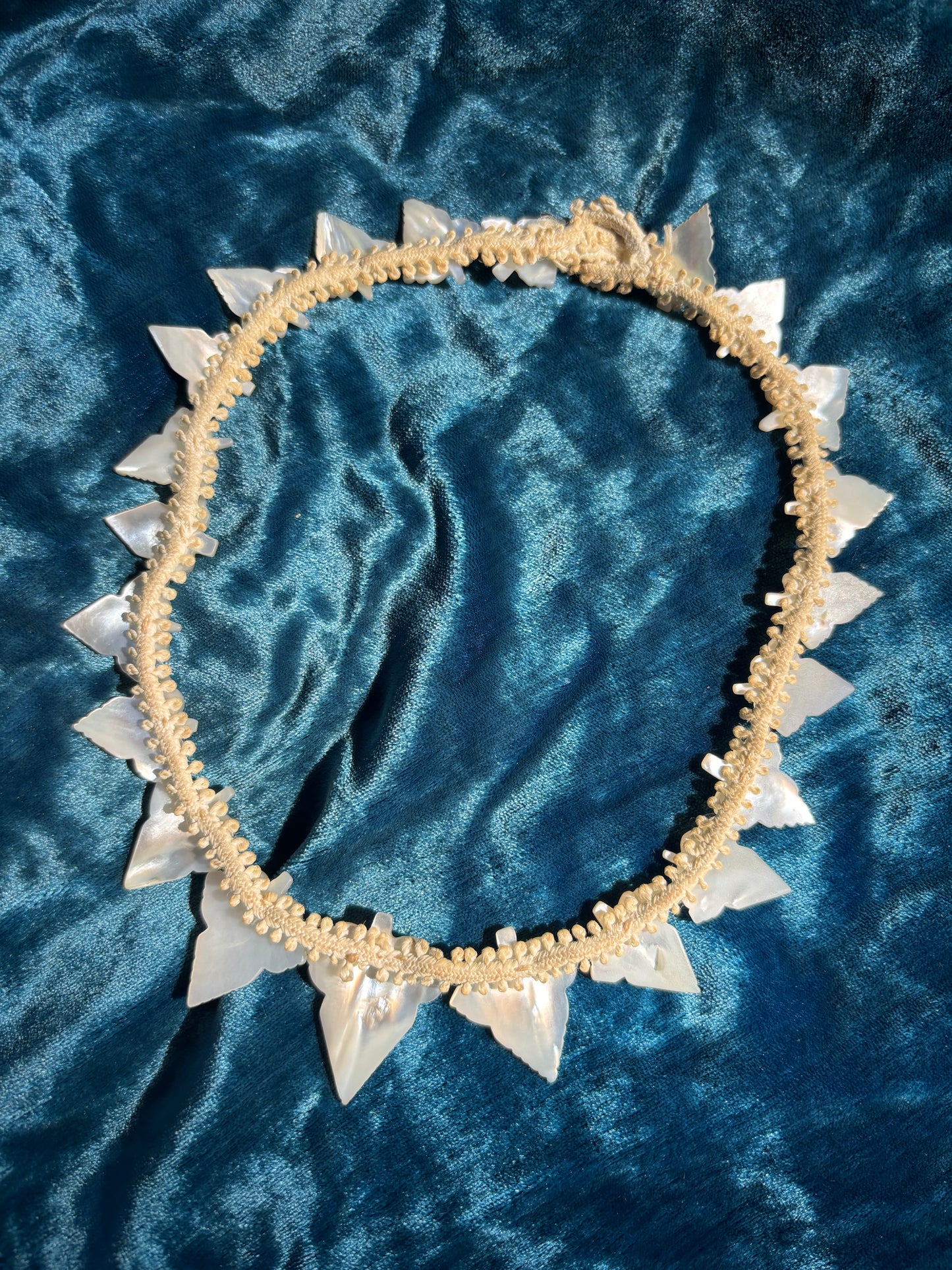 Carved mother of pearl choker necklace