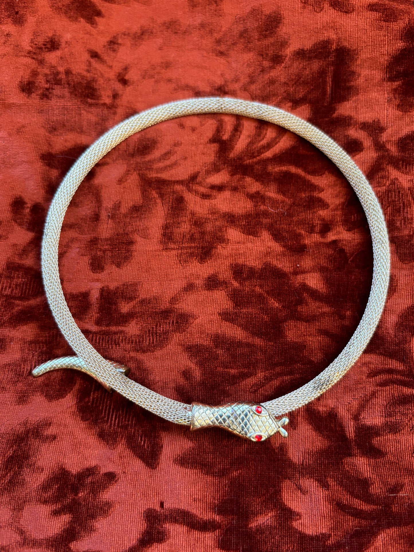 1970s snake choker necklace rhinestone eyes