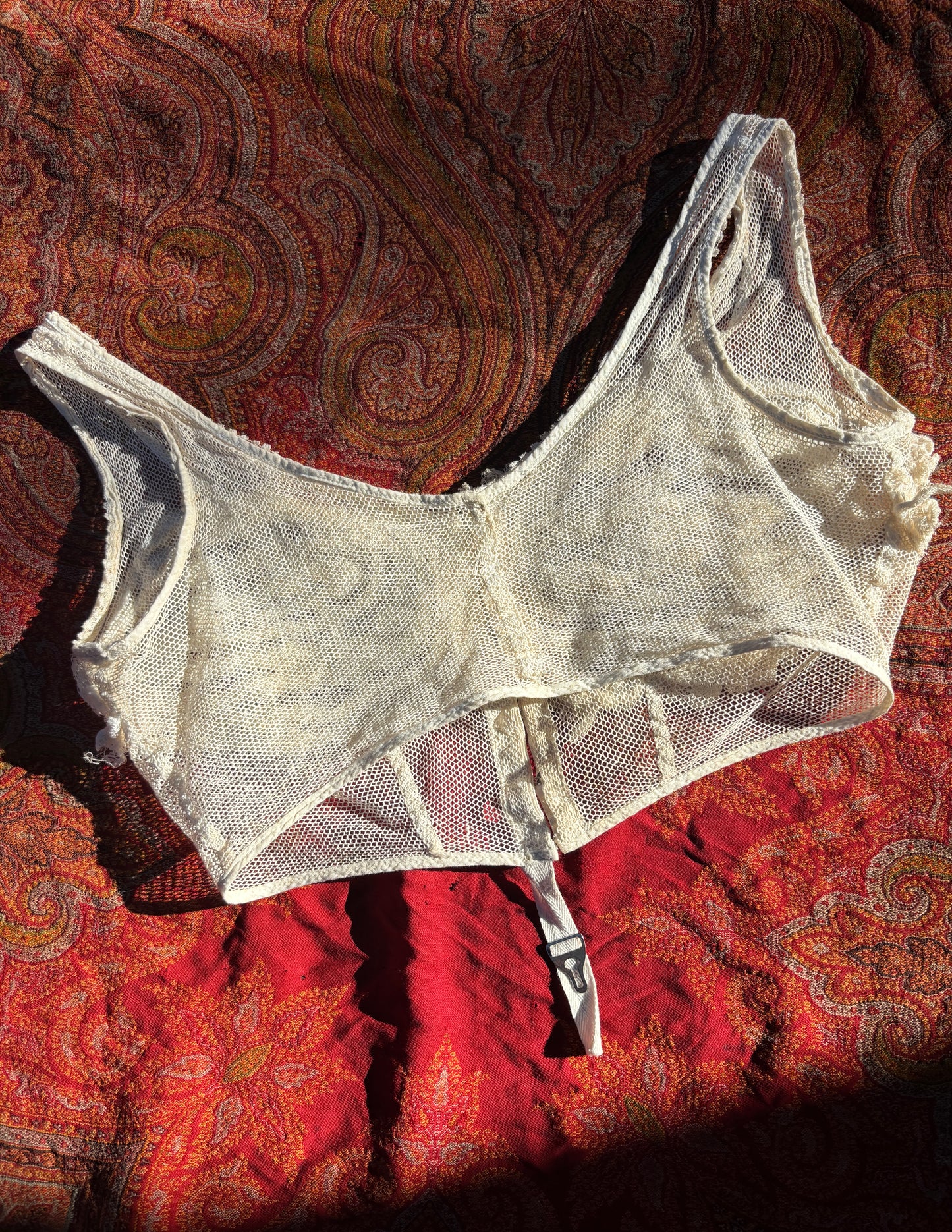 Edwardian net corset cover with frills